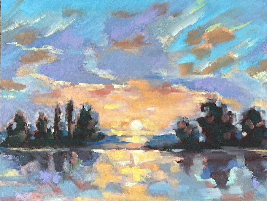 Sunset Over Bay 16x20